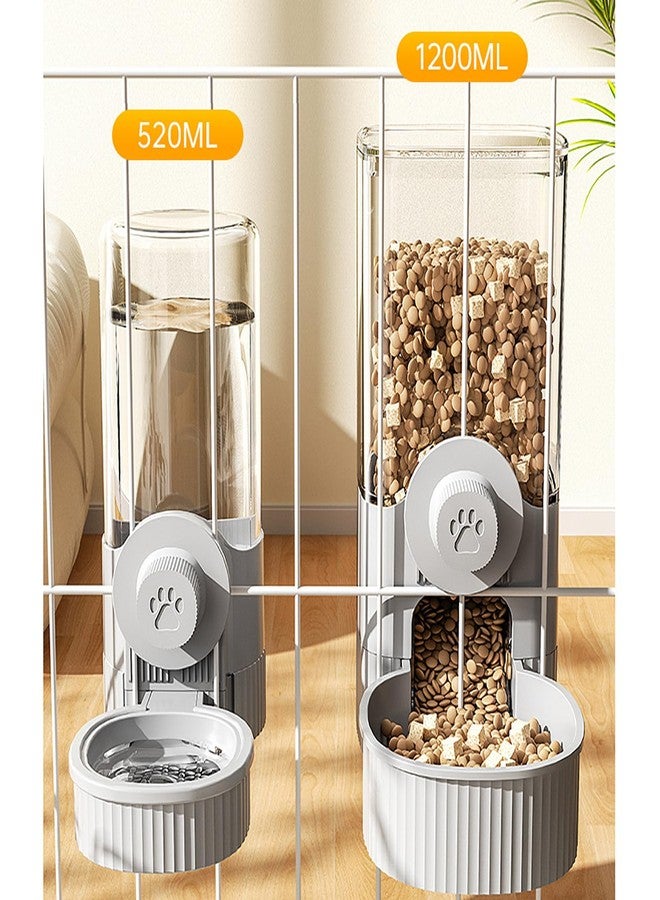 GKYZBB Hanging Automatic Food Water Dispenser,Rabbit Feeder Guinea Pig Water Bottle Food Feeder for Ferret Guinea Pig Rabbit Bunny Cage Accessories (Grey, 520ml+1200ml) - Image 5