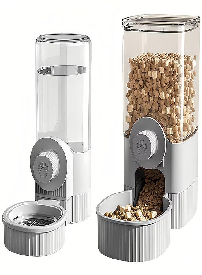GKYZBB Hanging Automatic Food Water Dispenser,Rabbit Feeder Guinea Pig Water Bottle Food Feeder for Ferret Guinea Pig Rabbit Bunny Cage Accessories (Grey, 520ml+1200ml) - Image 1
