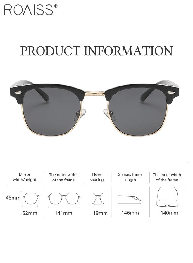 roaiss Polarized Square Sunglasses for Men UV400 Protection Sun Glasses with Gold Semi-Frame  Retro Anti-Glare Sunglasses for Male Driving Fishing Traveling 51mm - Image 3