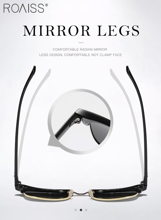 roaiss Polarized Square Sunglasses for Men UV400 Protection Sun Glasses with Gold Semi-Frame  Retro Anti-Glare Sunglasses for Male Driving Fishing Traveling 51mm - Image 5