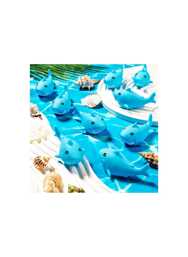 Zikra Cute Blue Rubber Shark Bath Toys for Kids - 25 Pcs Mini Floating Squeaky Sharks for Baby Showers, Classroom Prizes, Cake Decorations, and Ocean-Themed Gifts. Perfect for Fun Bath Time! - Image 2