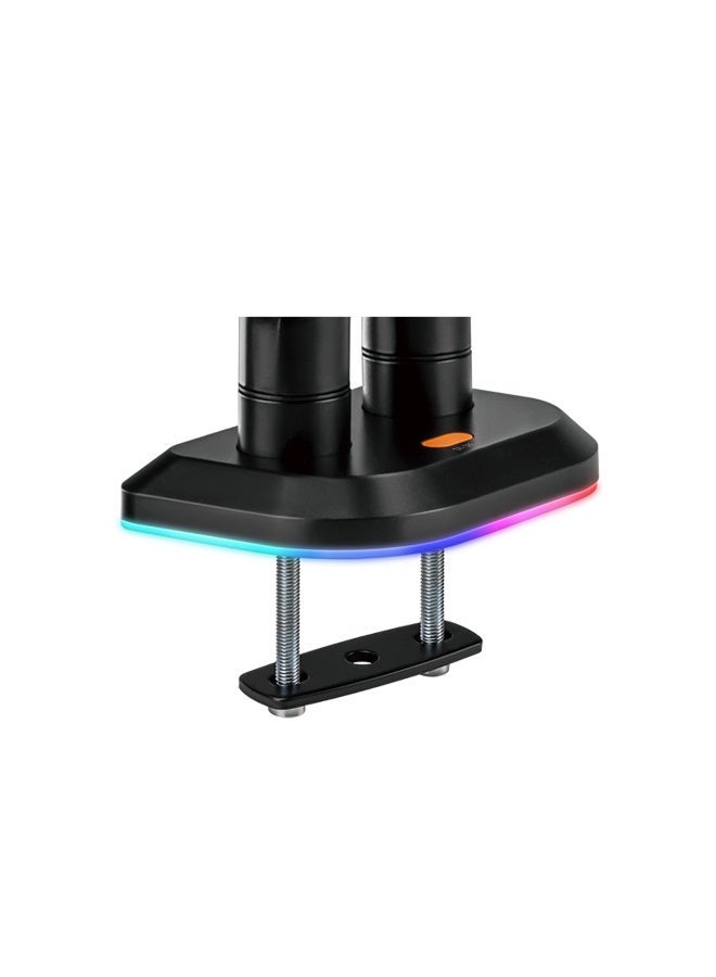 ساديس ذراع شاشة ساديس أبيب، بتقنية زنبرك الغاز، إضاءة RGB، حامل VESA، شاشة بحد أقصى 32 بوصة، سعة وزن 9 كجم، أسود/برتقالي - Image 2