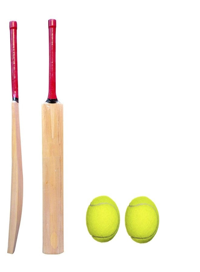Rakso Genius Popular Willow Cricket Bat for Tennis Ball Full Size with Cricket Tennis Rubber Ball Pack of 2 PCS Combo - Image 1