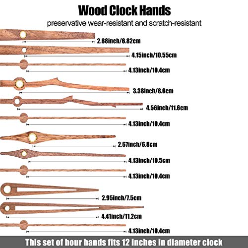 Mudder 4 Pcs Quartz Clock Mechanism Replacement Kit with 4 Types of Walnut Wood Clock Hands for DIY Repair Parts Accessories(Fit for 12 Inch Clock) - Image 3