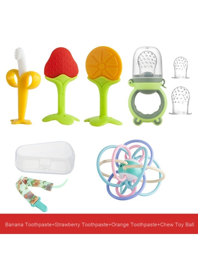 Baby Fruit Teether - Mushroom, Banana, Giraffe, and Matchstick Monkey Shapes 