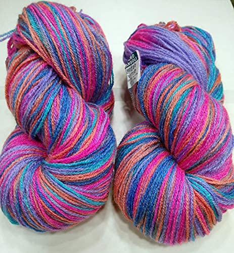 Oswal Knitting Yarn Wool Multi Blue Pink Light Orange Woolen Crochet Yarn Thread. Wool Yarn for Knitting. Woolen Thread. (200gm) - Image 1