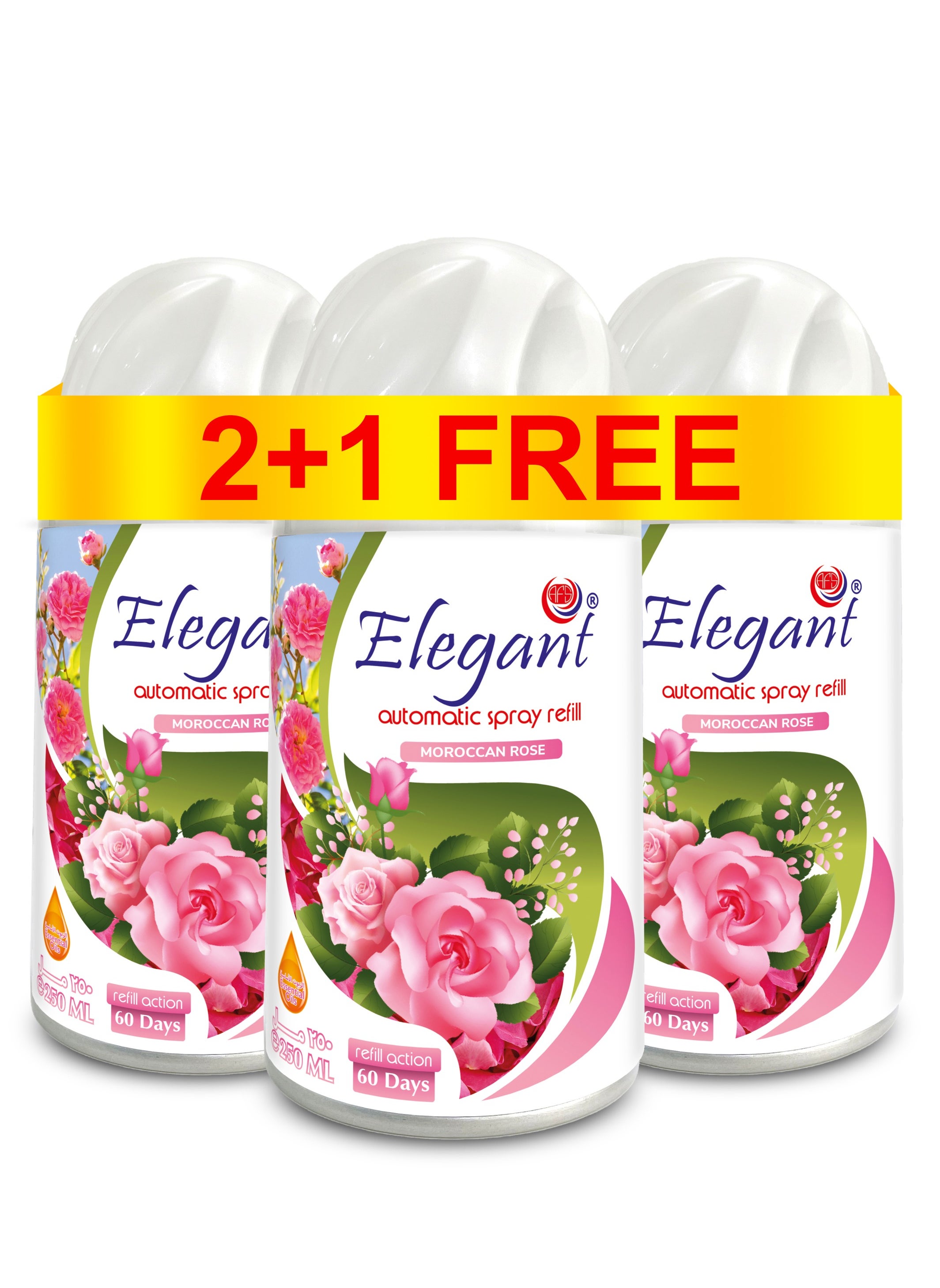 Elegant 3 Piece Moroccan Rose Automatic Refill Spray Set 250ml 