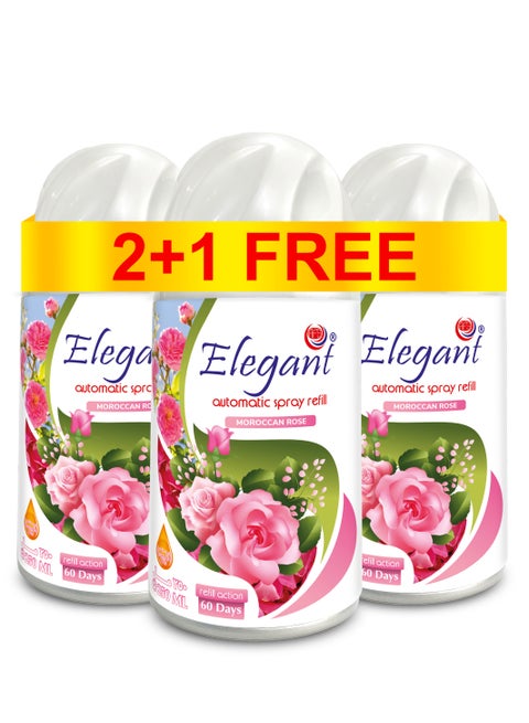 3 Piece Moroccan Rose Automatic Refill Spray Set 250ml