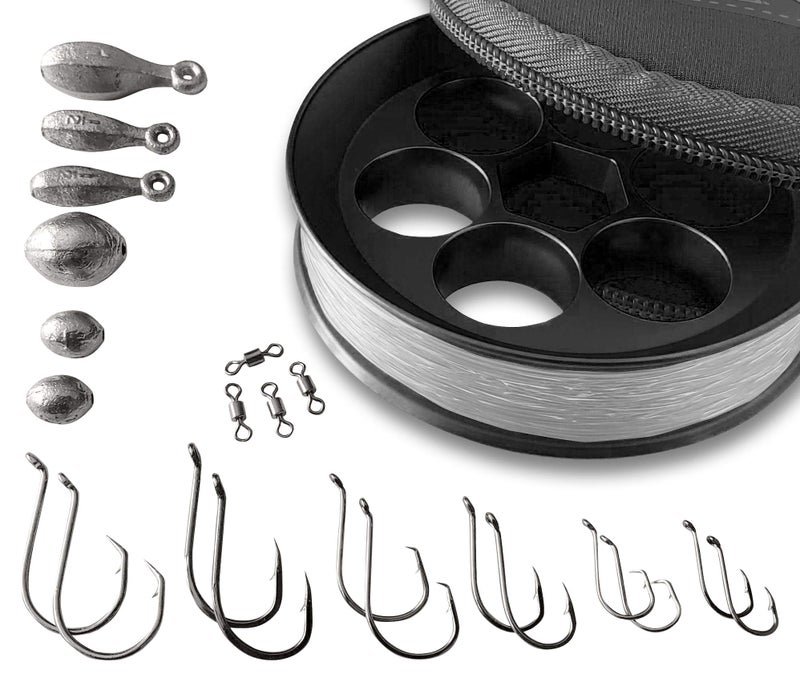 Yoyito Aluminum Hand Line Reel Pocket/Travel Fishing Kit (Black Reel / 20 lb Clear line) - Image 1