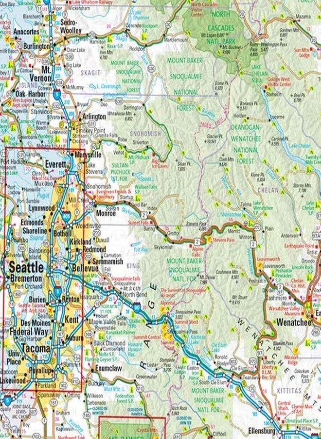 Globe Turner Washington State Wall Map - 20.75" x 18.5" Laminated, Full Color, Street Map, Glossy Finish - Image 2