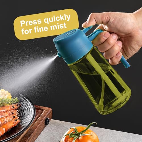 CXINYI - 16oz/470ml Olive Oil Dispenser for Kitchen with Stickers - 2 in 1 Olive Oil Sprayer for Cooking, Air Fryer, and Salad, Black&Blue (Light-Proof Kitchen Gadget) - Image 4