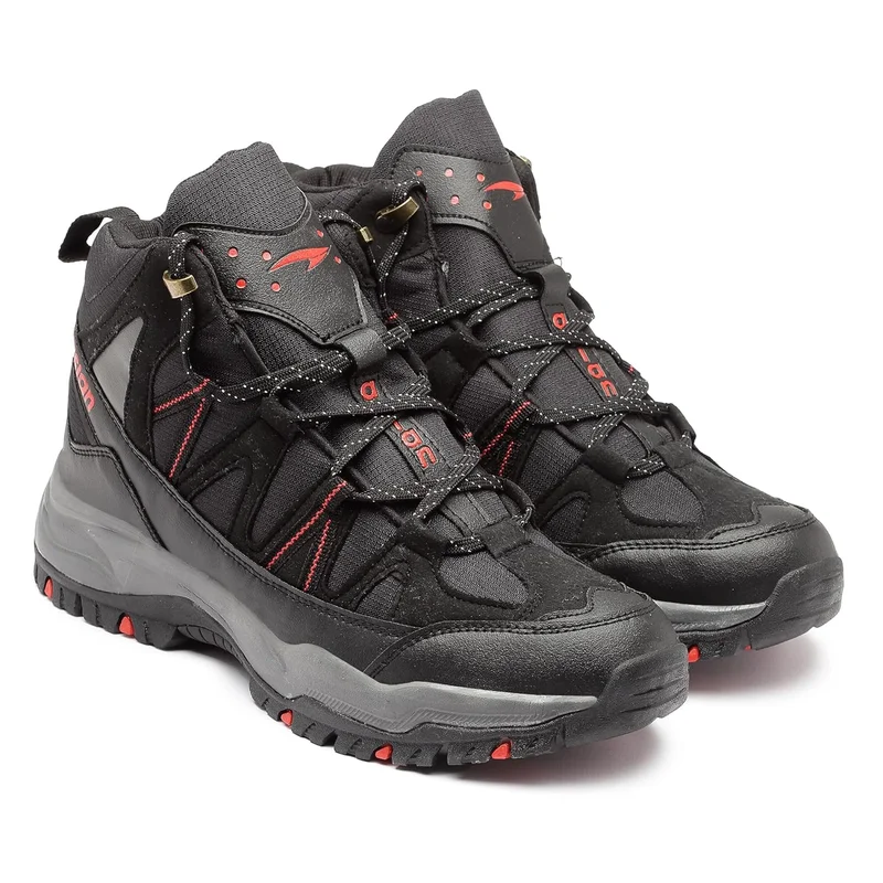 أسيان Men's Black and Red Trekking Shoes for Boys