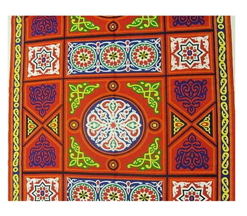 bonballoon Egyptian Egypt Arabian Arabic Khayameya khyamya Khayamiya Tent Fabric Islamic Middle East Colorful Decor Decorative Decoration Ramadan Eid 2 Yard 182 cm Cloth Tablecloth