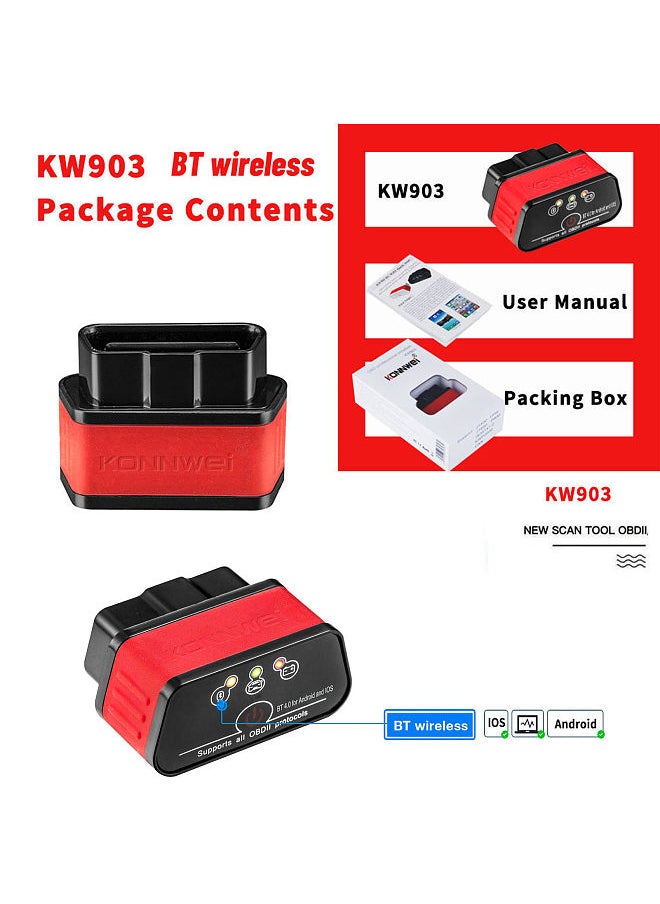 Konnwei KW903 BT 5.0 Wireless OBD-II Car Auto Diagnostic Scan Tools Car Detector Tester Scanner for IOS Android System  - Image 3