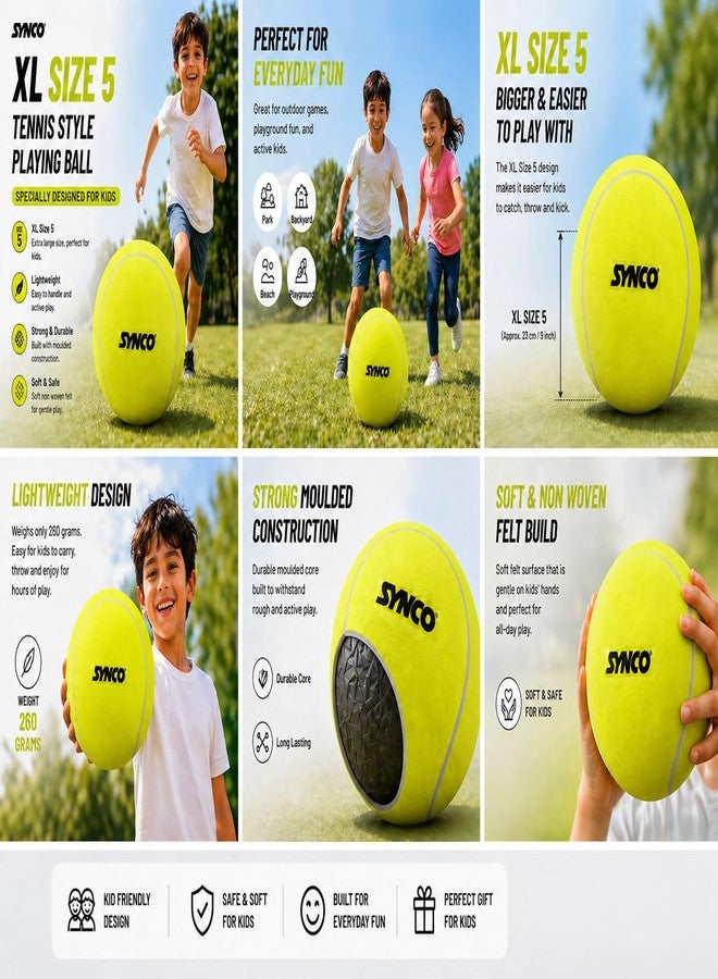 Synco XL Tennis Ball Size 5 for Kids Play, Indoor & Outdoor Playing Ball for Kids, Large Tennis Ball with Non-Woven Felt Moulded Construction, Lightweight 260g Durable Training Ball - Image 5
