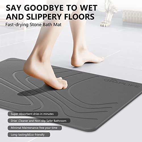 Graplife Stone Bath Mat Diatomaceous Earth Shower Mat Non-Slip Super Absorbent Quick Drying Bathroom Floor Mat Natural Easy to Clean - Green 23.5 x 15 (Grey Grey (2 Pack), 2Pack) - Image 4