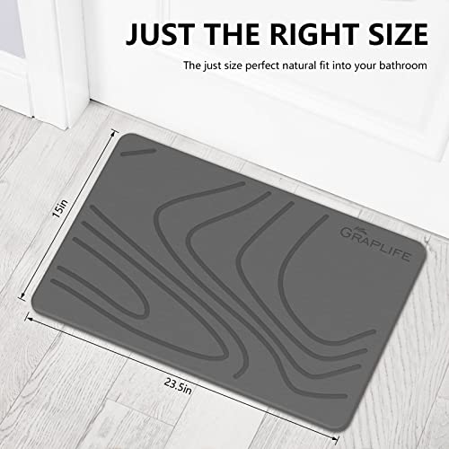 Graplife Stone Bath Mat Diatomaceous Earth Shower Mat Non-Slip Super Absorbent Quick Drying Bathroom Floor Mat Natural Easy to Clean - Green 23.5 x 15 (Grey Grey (2 Pack), 2Pack) - Image 5