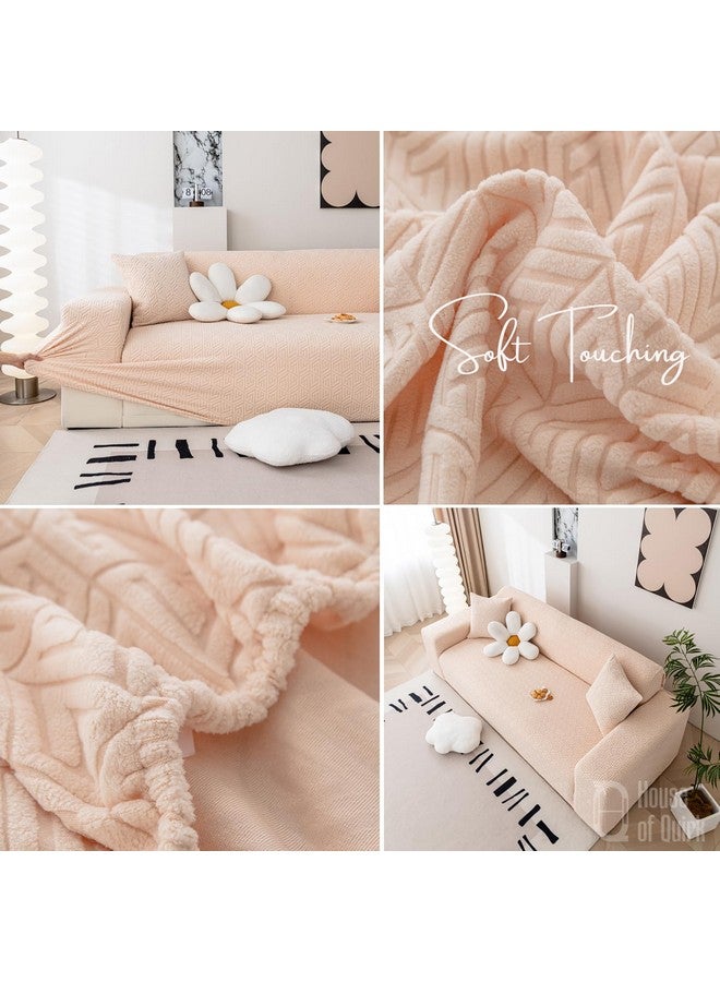 House of Quirk Universal Triple Seater 220 GSM Jacquard Grain Texture Fabric Sofa Cover Soft Touching Cover for Couch Flexible Stretch Sofa Slipcover (Beige, 190-230cm) - Image 3