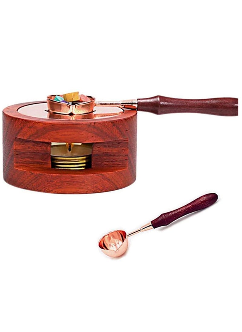 SYOSI - Wax Seal Warmer Melting Kit, Wood Wax Seal Furnace with 1 Melting Spoon for Wax Sealing Stamp - Image 1