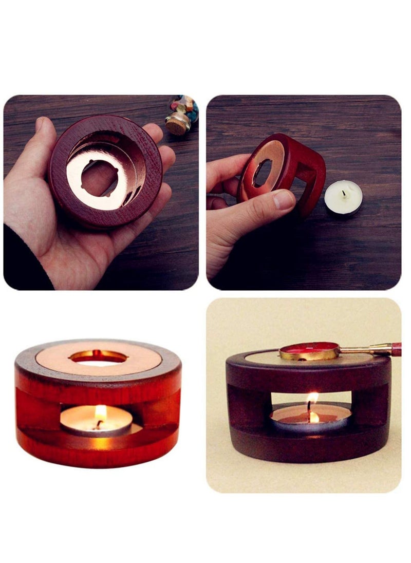 SYOSI - Wax Seal Warmer Melting Kit, Wood Wax Seal Furnace with 1 Melting Spoon for Wax Sealing Stamp - Image 1