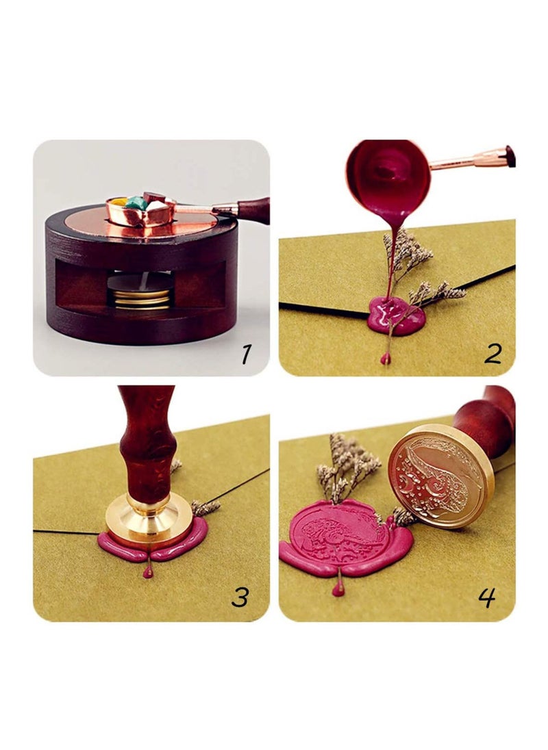 SYOSI - Wax Seal Warmer Melting Kit, Wood Wax Seal Furnace with 1 Melting Spoon for Wax Sealing Stamp - Image 1