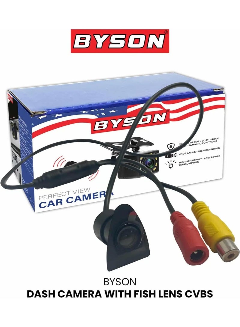 BYSON Dash Camera with 170° Wide Angle Fish-Eye Lens and CVBS Output - HD Recording, Night Vision, Loop Recording, Compact Design, Easy Installation, Reliable Road Monitoring - Image 1