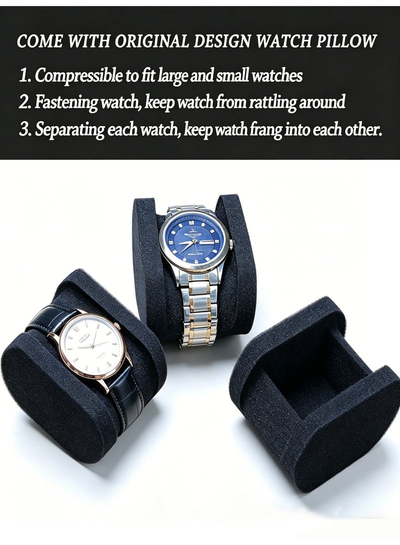 SEN WEIR 5-Slot Watch Travel Case for Men and Women, Portable Zippered Storage Box with Soft Compressible Foam Pillow for Large and Small Watches - Image 4