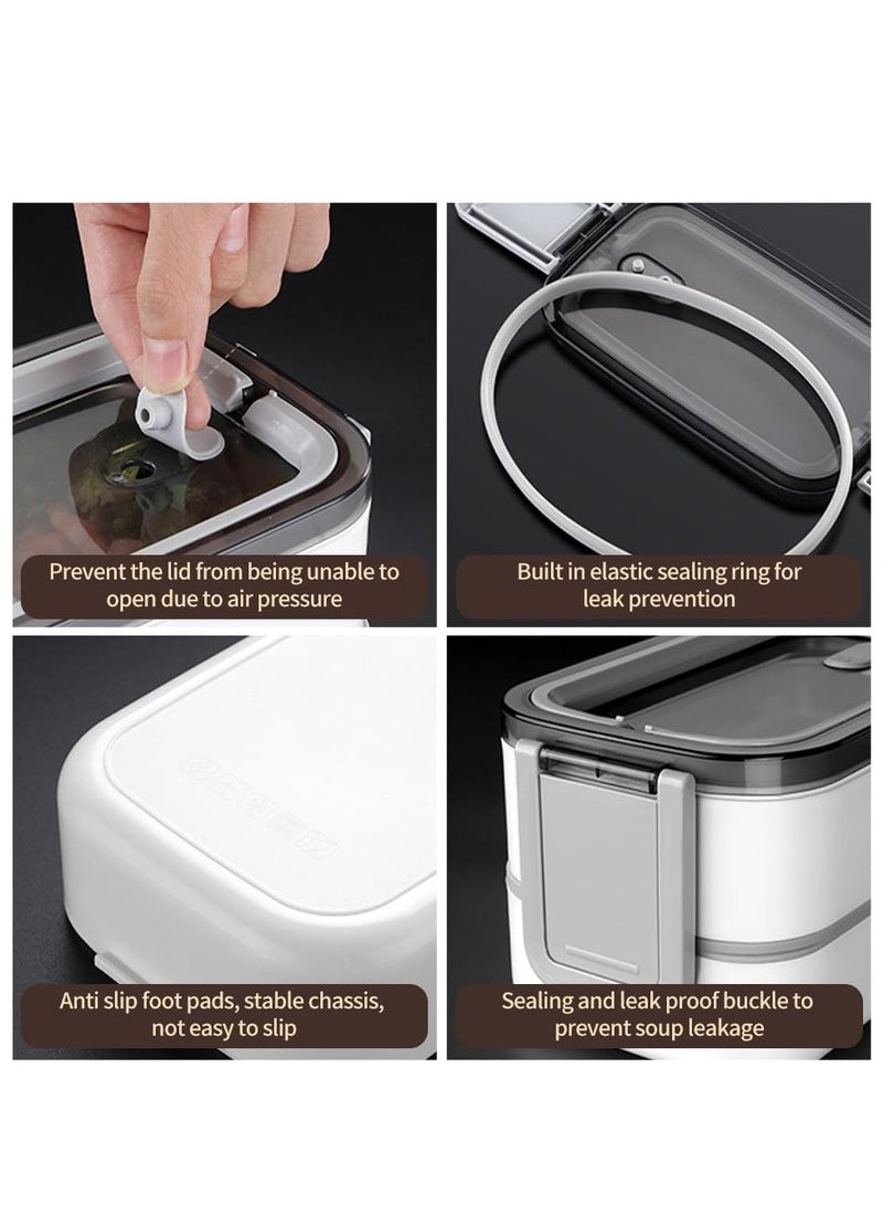 Chielor Chielor Stainless Steel Bento Box, 304 Stainless Steel 2-Layer Lunch Box with 3 Compartments, Portable, Leak Proof, Microwave Safe with Insulation Bag, Suitable for Outdoor Work - Image 5