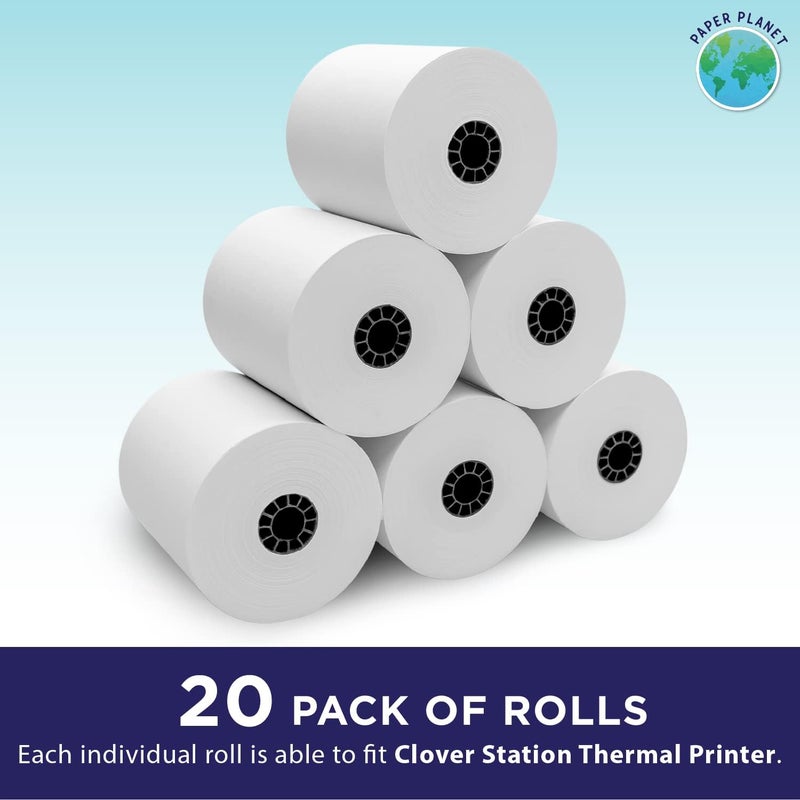 PaperPlanet Thermal Receipt Printer Paper for Clover Station by Paper Planet | 20 Rolls | Compatible with C500 C501 C503 C100 P100 P500 P550 Duo Solo - Image 2