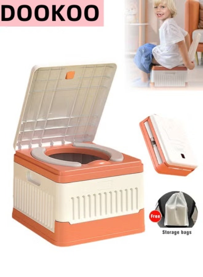 DOOKOO Toddler Portable Potty Training Seat for Kids Baby Foldable Toilet Child Travel Pottys in Car Camping Chair Seats Indoor Outdoor with 60 Disposable Bags - Image 1