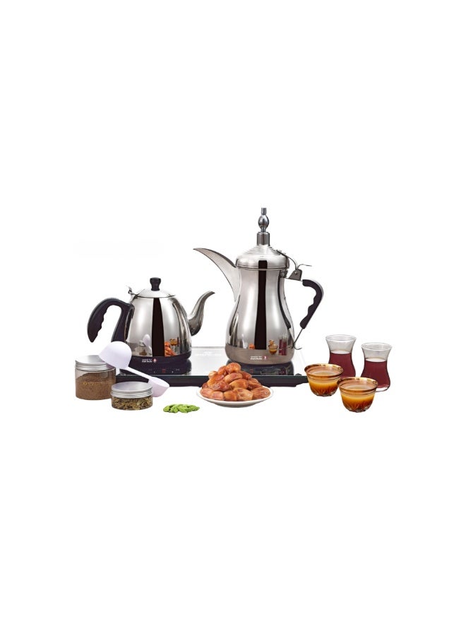 Gulf Dalla Electric Coffee & Tea Maker Set, 1000ml + 600ml Capacity, Stainless Steel, 1600W High Power – Model GA-C94845 - Image 1