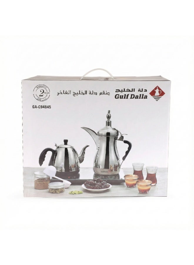 Gulf Dalla Electric Coffee & Tea Maker Set, 1000ml + 600ml Capacity, Stainless Steel, 1600W High Power – Model GA-C94845 - Image 2