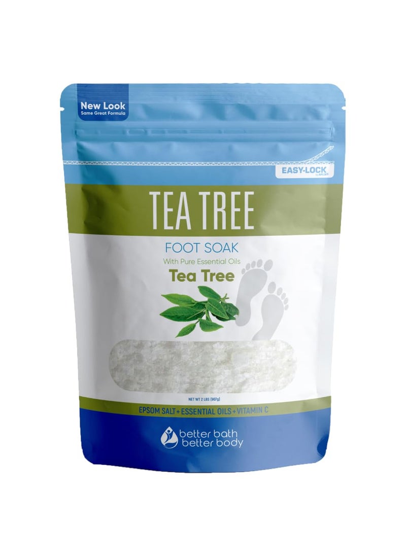 Better Bath Better Body Tea Tree Foot Soak 32 Ounces Epsom Salt with Natural Tea Tree Lavender and Eucalyptus Essential Oils Plus Vitamin C in BPA Free Pouch with Easy PressLock Seal 