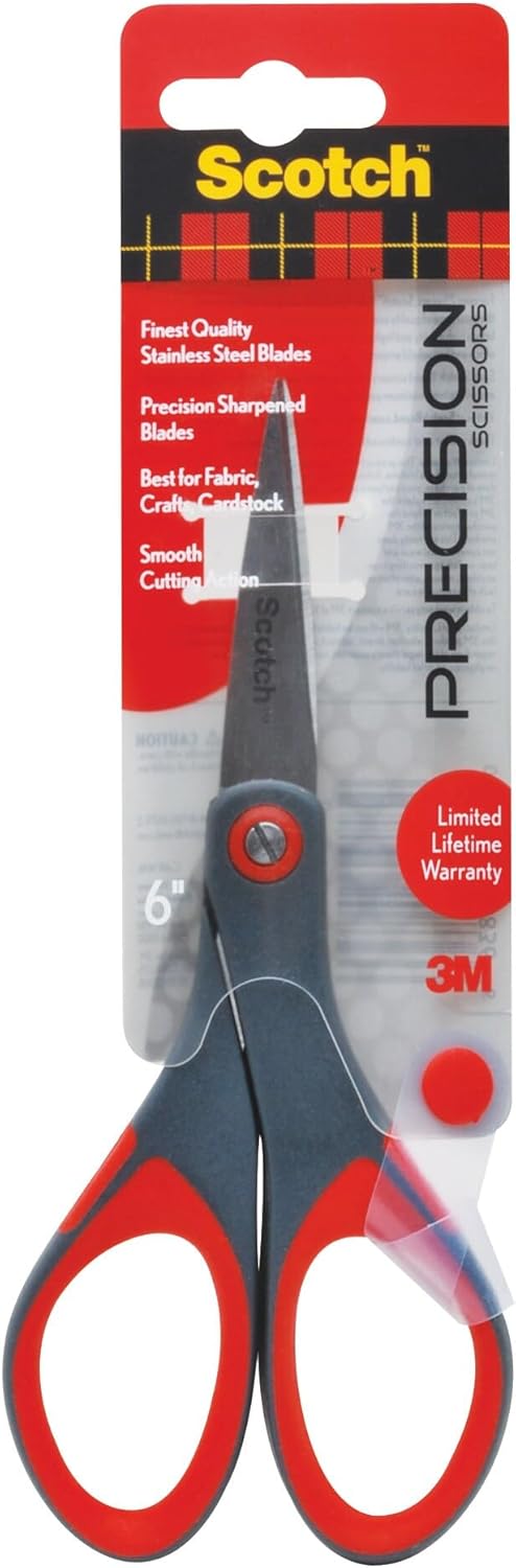 Scotch Precision Scissors 6 in (15 cm) - Stainless Steel Blades with Ergonomic Comfort Grip - Image 1