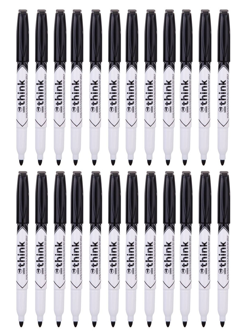 Deli 24-Piece Slim White Board Marker Round Tip Black Ink  - Image 1