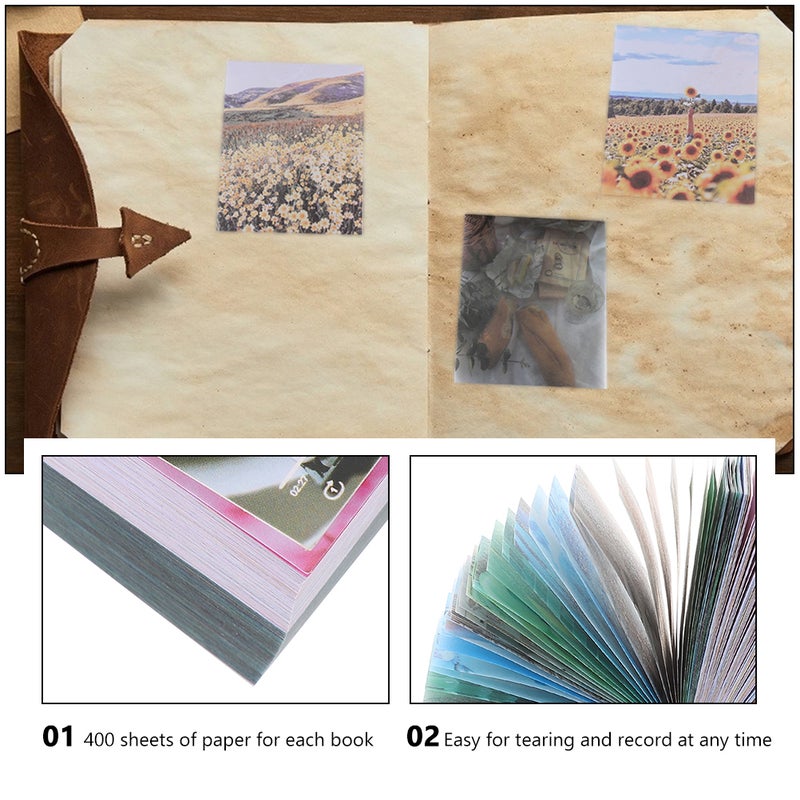2Pcs Scrapbook Books Vintage Journaling Paper Retro Notebooks Student Stationery - Image 3