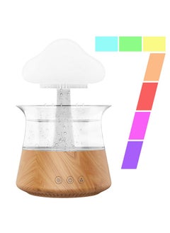 Rican Rain Cloud Humidifier Water Drip Mushroom Aroma Diffuser Essential Oil Diffusers 300Ml White Noise Aromatherapy Diffusers With 7 Colors Cloud Lights For Home Large Room Office Wood Grain  - Image 4