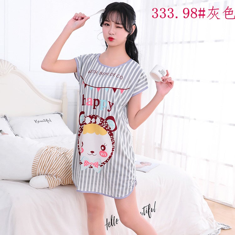 Cartoon Sweet Cute One-piece Nightgown 333.98# Ash