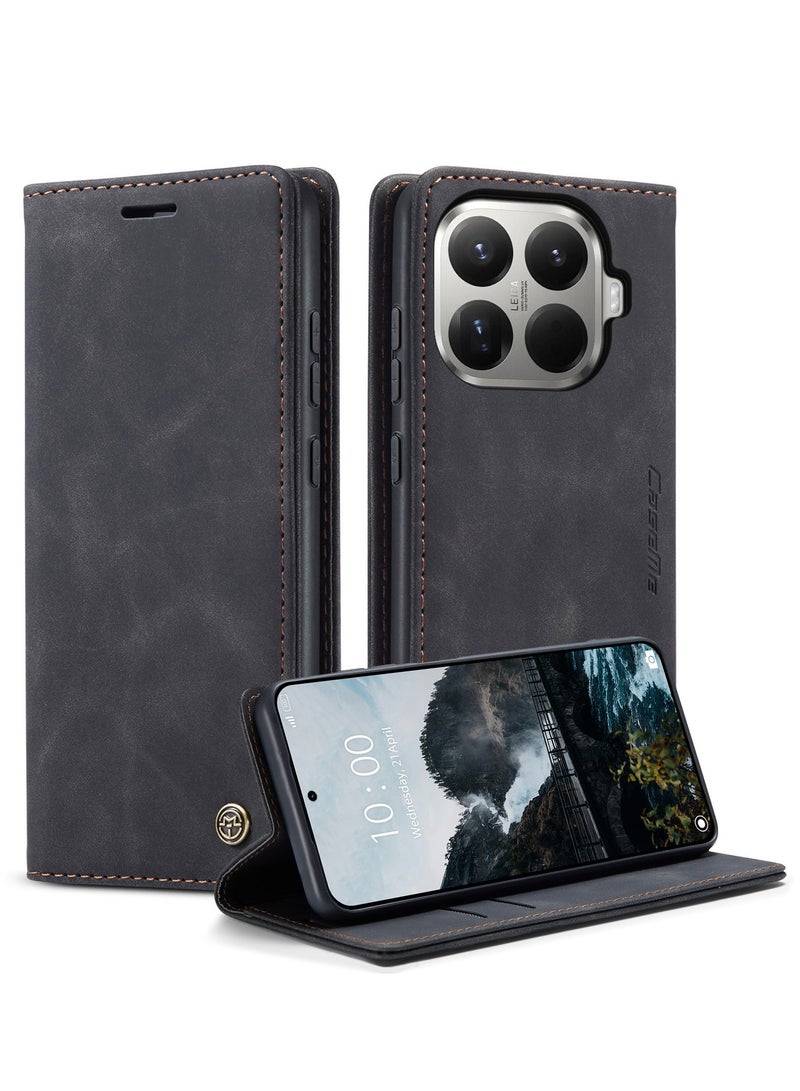 CaseMe For Xiaomi 15T Pro Cover, PU Leather Flip Cover with Card Holder, RFID Blocking Magnetic Closure, Foldable Stand, Shockproof Protective Phone Case - Image 1