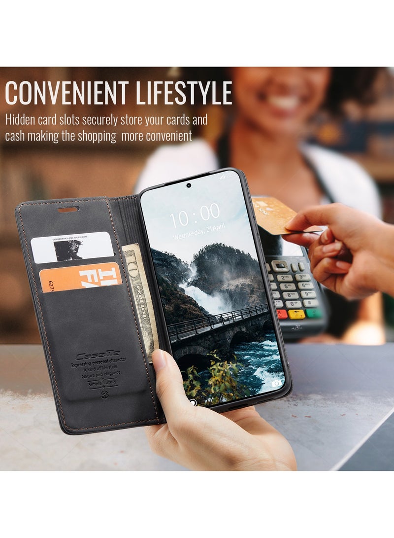 CaseMe For Xiaomi 15T Pro Cover, PU Leather Flip Cover with Card Holder, RFID Blocking Magnetic Closure, Foldable Stand, Shockproof Protective Phone Case - Image 4