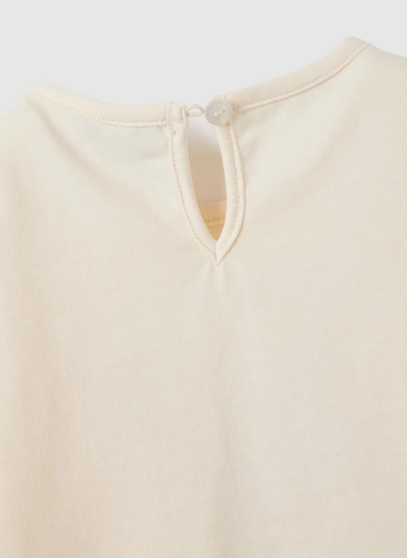 او في اس REGULAR FIT BEIGE COTTON BABY GIRL T-SHIRT