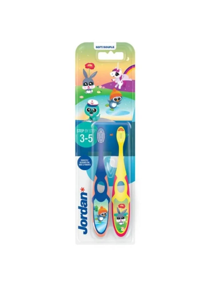 Soft children's toothbrush, 3-5 years, 2 pieces, assorted colors