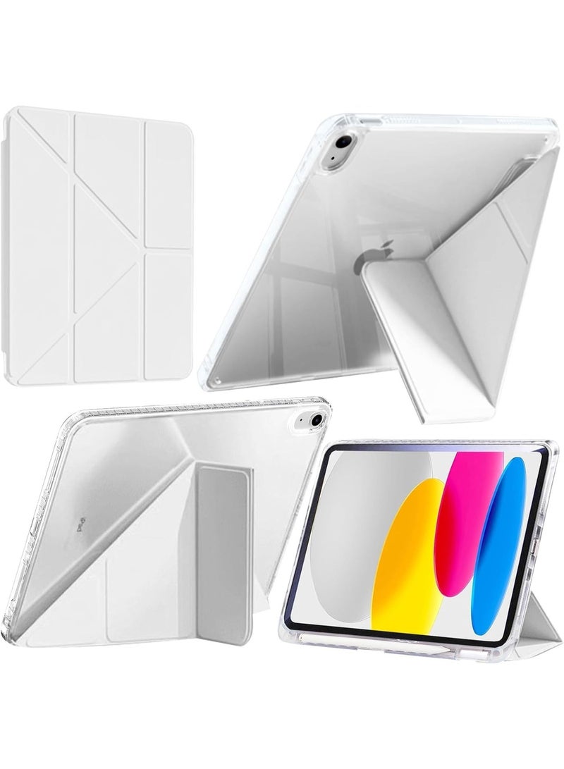 jirab AASHZ lijihaz iPad (A16) aljil alhadi eashar/aleashir (2025/2022), ghita' shafaaf muqawim lilsadamat mae hamil qalam mutawafiq wamakan litakhzin almuhawil, hamil thulathi altay ealaa shakl harf Y bisitat 'awdaei, 'abyad - Image 1