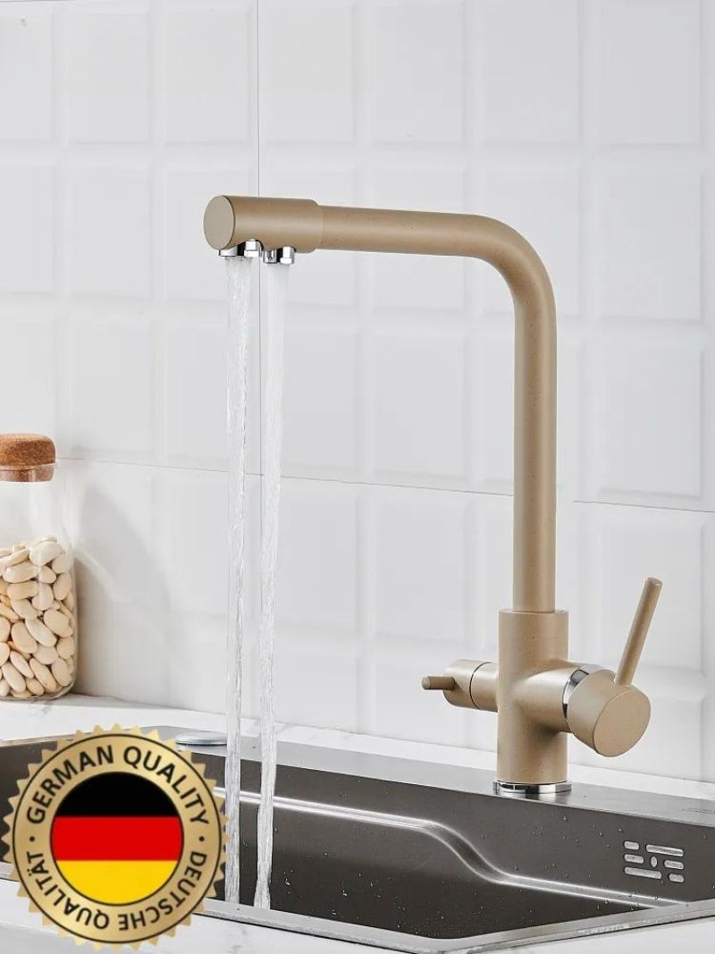 Kitchen Mixer: 35 Mm Ceramic Valve Core, GOST R 52718-2018 Certified Corrosion-Resistant Brass Body - Triple Turnkey Installation With 3 55 Cm Hoses, Vintage Beige Design For Loft Or Provence-Style Ki - Image 5