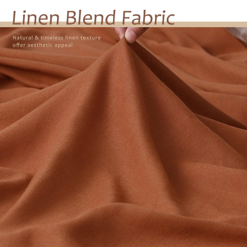 Aersas Boho Terracotta Linen Curtains 2 Panels For Living Room Bab Tab Light Filtering Sheer Window Curtains Traditional Farmhouse Retro Rust Color Room Decor Desert Earthy Tone Drapes 84 Inch Long 52X84 - Image 4