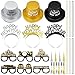 ShinyMatch 39 Pcs New Years Eve Party Supplies 2026 3 Black Silver Gold Top Hats 6 Happy New Year Tiaras 6 Glasses 6 Bead Necklaces 12 Noisemakers 6 Horns for Adults Party Decoration - Image 3