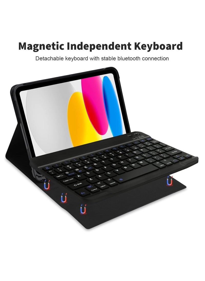 TIGER Keyboard Case for iPad 10.9 Inch 10th Generation 2022 | iPad 10th Gen Case with Pencil Holder & Detachable Bluetooth Keyboard | Smart Protective Cover for iPad 10th Gen 10.9" 2022, Black  - Image 5