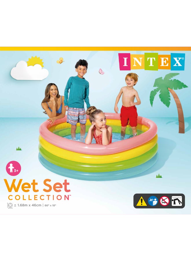 Intex Sunset Glow Rainbow Family Inflatable Portable Lightweight Swimming Pool | 168x46cm | Ages 3+ 168x46cm - Image 3