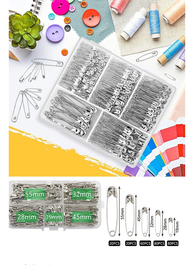 KANGLI 260-Piece Silver Nickel-Plated Safety Pin Assortment Kit, 5 Sizes for DIY Crafts, Sewing, Clothing Fixes, and Emergency Repairs - Image 5