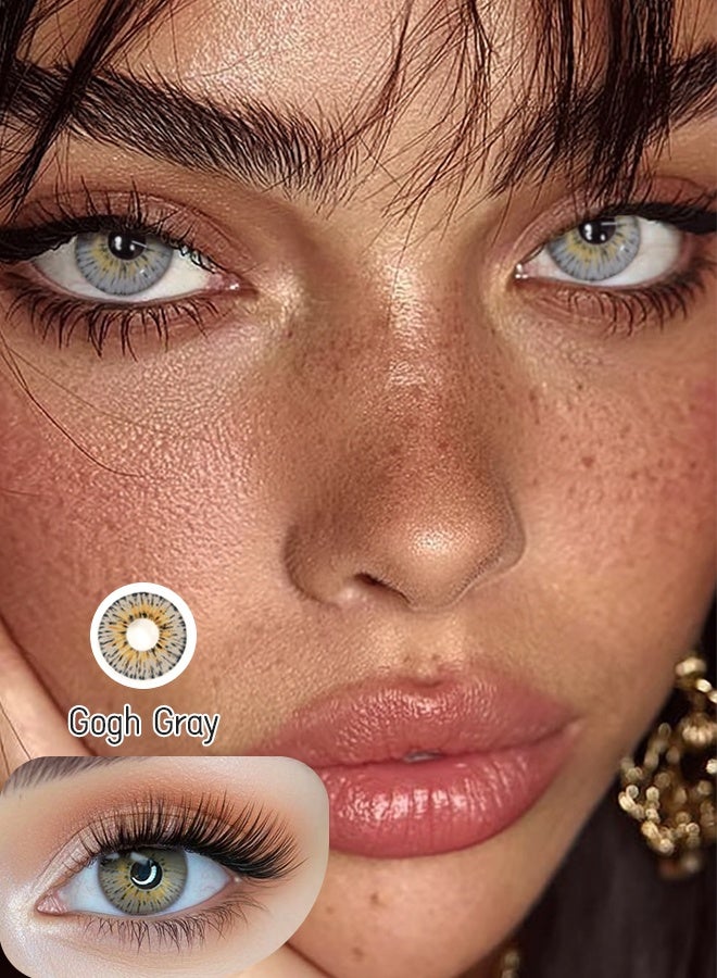 عيون غامضة عدسات لاصقة ملونة ناعمة بلون غوخ جراي 14.00 مم زوج واحد لمدة ستة أشهر للاستعمال – مريحة للارتداء - Image 1
